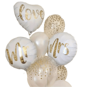 (A07) Beispiel-Arrangement 45cm Hochzeitsballons mit Heliumbefüllung 9 Stück (35,-€)