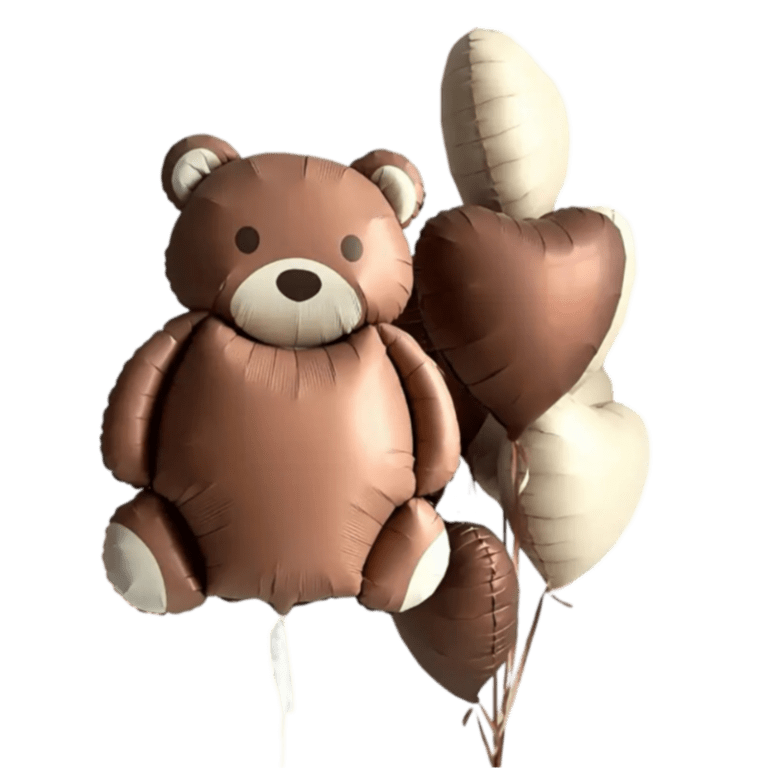 (A09) Beispiel-Arrangement 45-80cm Folienballons Teddybär Heliumbefüllung 6 Stück (20,-€)