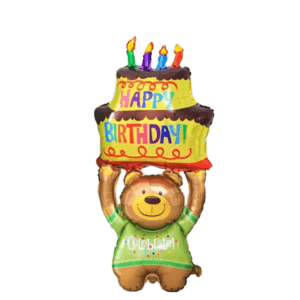 (F41) 125cm Folienballon Bär mit Geburtstagstorte (8,-€)