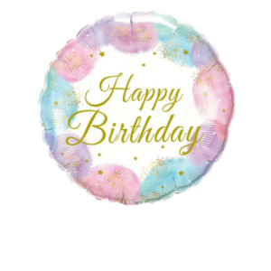 (F42-E) 45cm Folienballon Happy Birthday verschiedenfarbig (3,50€)