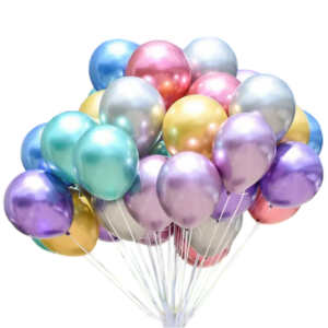 (A03) Beispiel-Arrangement 26cm Latexballons Metallic Heliumbefüllung 30 Stück (45,-€)