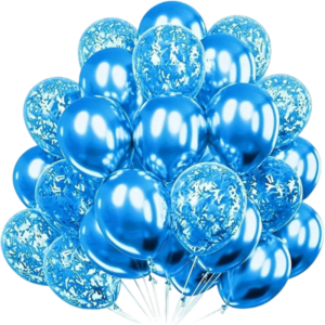 (A05) Beispiel-Arrangement 26cm Latexballons Metallic & Konfetti 20 Stück mit Heliumbefüllung (35,-€)