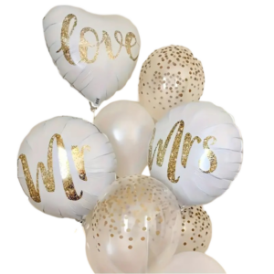 (A07) Beispiel-Arrangement 45cm Hochzeitsballons mit Heliumbefüllung 9 Stück (35,-€)