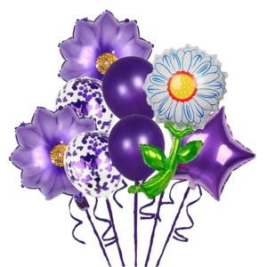 (A11) Beispiel-Arrangement 30-80cm Folienballons Blumengruß verschiedenfarbig Heliumbefüllung 8 Stück (30,-€)