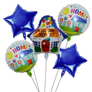 (A14) Beispiel-Arrangement 45cm Folienballons Willkommen zurück Heliumbefüllung 5 Stück (25,-€)