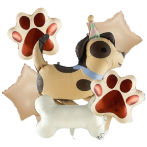 (A17) Beispiel-Arrangement 60cm Folienballons Hund Heliumbefüllung 7 Stück (40,-€)