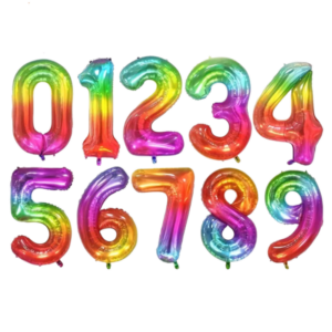 (F05) 40cm Folienballon Ziffer Regenbogen (1,70€)