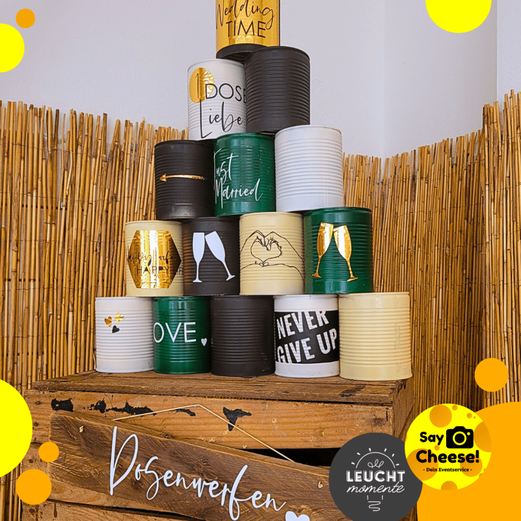 Party Hochzeit Spiel Holz Dosenwerfen mieten Münster