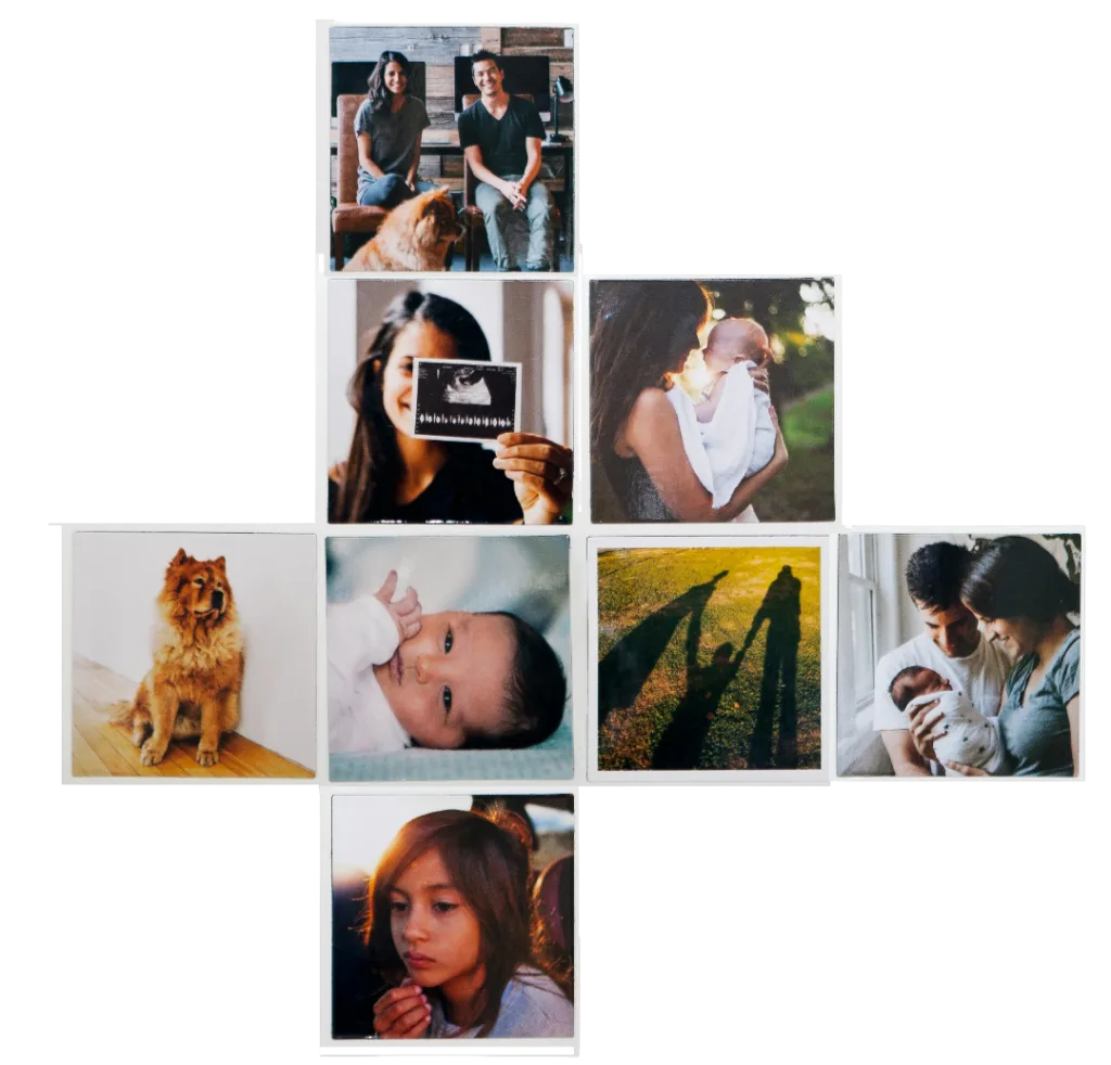 Mosaik Wand Foto Collage buchen mieten Fotobox Logo